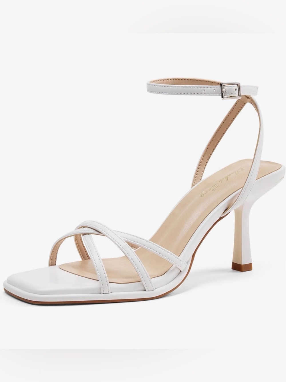 Amazon White Strappy Ankle‑Strap Heels, NEW in Box